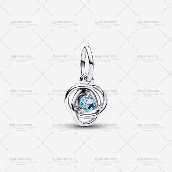 Pandora Sea Aqua Blue Eternity Circle Dangle Charm - Picture 1 of 6